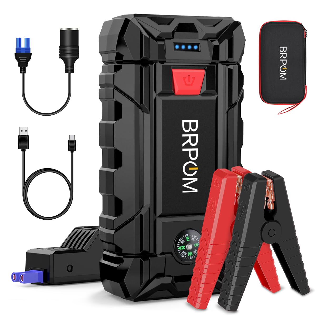  BRPOM Batteria Automobilistica 6000 A 26800 mAh Emergency Jump Starter per Macchine da Guerra e Motociclette - LED Ligh