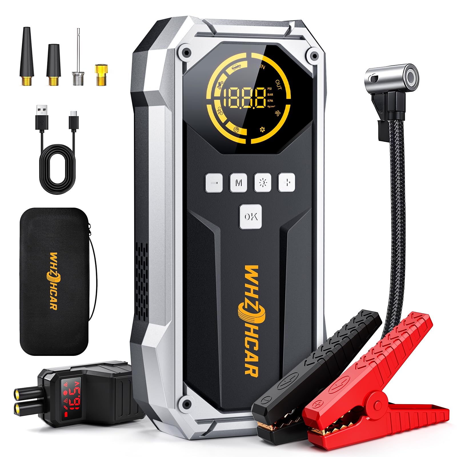  **150 PSI Compressore Carica VEICOLI 6000 A Booster Car Jump Starter 12 V Car Booster LCD con Funzione Di Ricarica Rapi